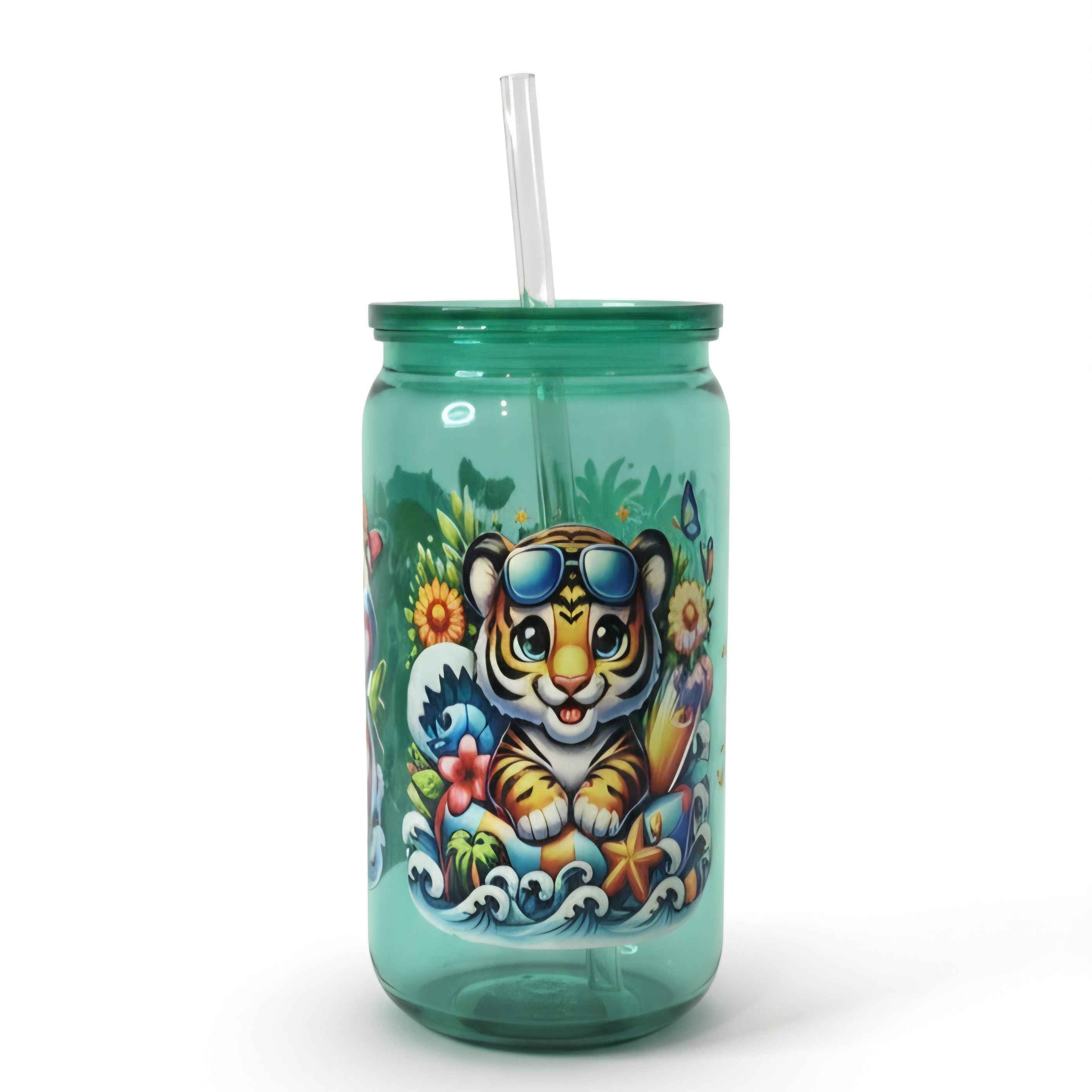 16oz Plastic Tumblers With Lid and Straw-  UV-DTF Product