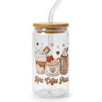 16oz Glass Tumbler With Non Drip Lid and Straw- UV-DTF Product