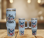 Best Mum Ever 40oz Tumbler - Blue Floral Design