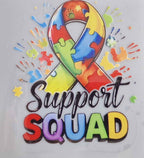 Autism Support Squad 16oz Glass Tumbler with Straw- UV-DTF Wrapped