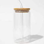 16oz Glass Tumbler With Non Drip Lid and Straw- UV-DTF Product