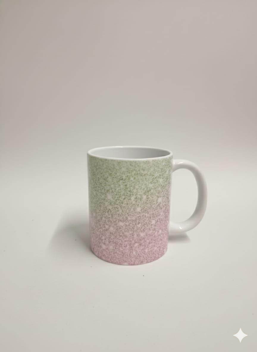 Pink & Green Glitter Ombre - 11oz Ceramic Mug-Sublimated Product - Craftique Fusion Ltd