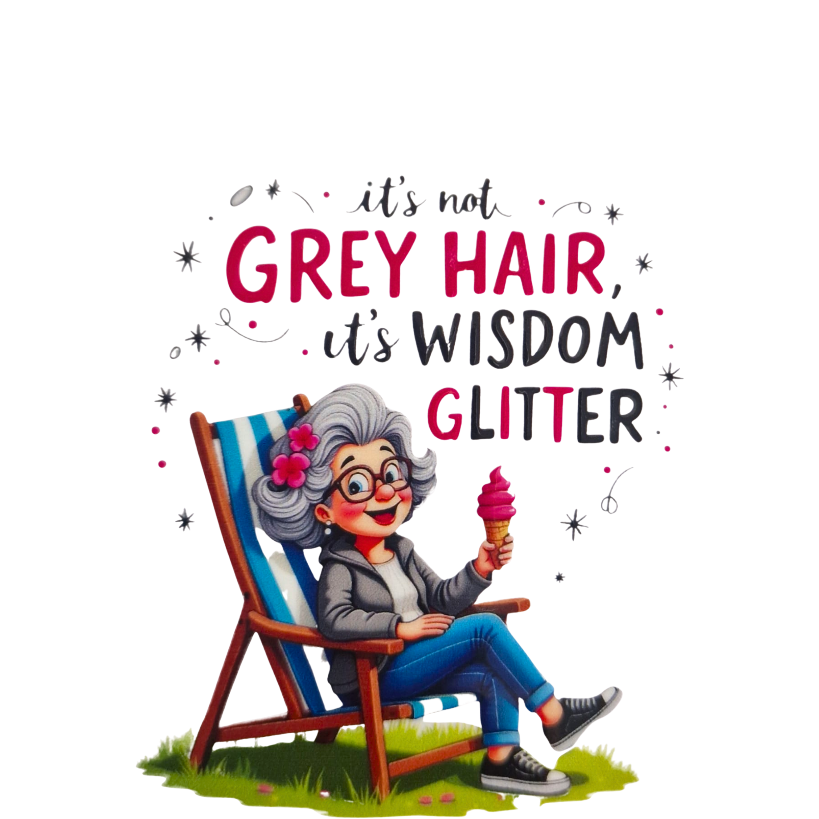 It's not Grey Hair it's Wisdom Glitter - 12oz Insulated Stainless Steel Tumbler UV-DTF Wrapped