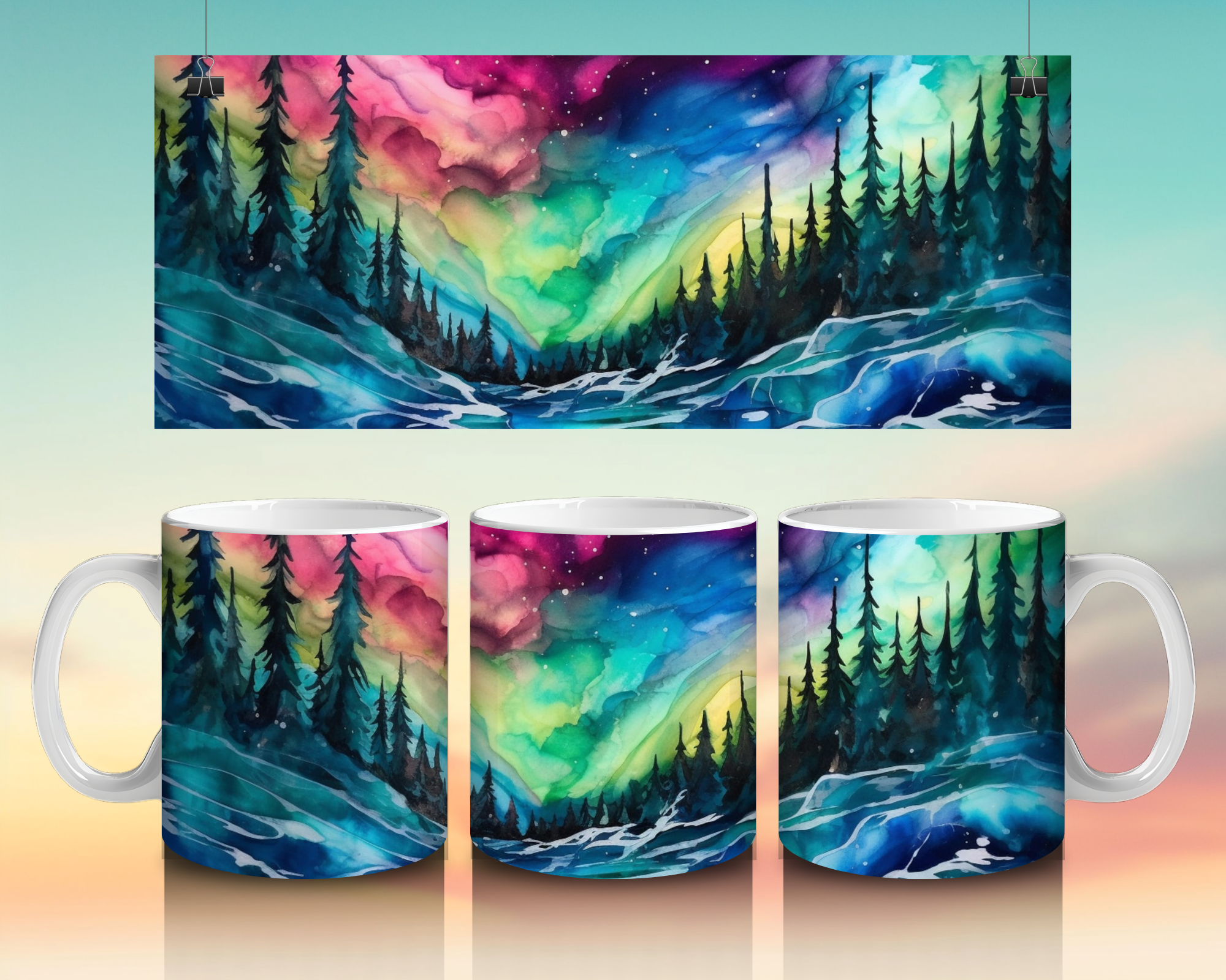 Northern Lights - 11oz Ceramic Mug- Sublimated Product - Craftique Fusion Ltd