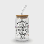16oz Glass Tumbler With Non Drip Lid and Straw- UV-DTF Product
