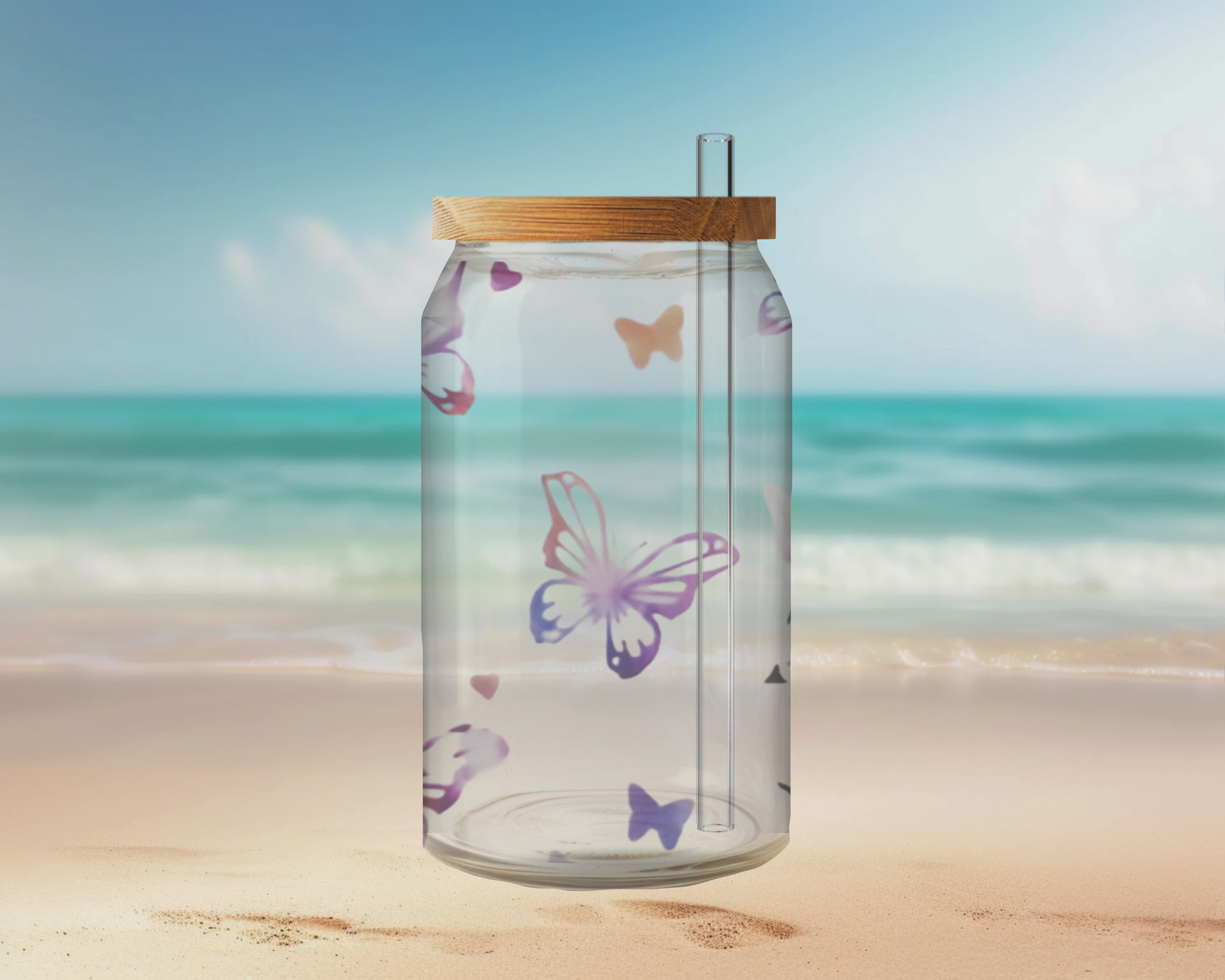 16oz Auntie Glass Tumbler with Bamboo Lid & Straw